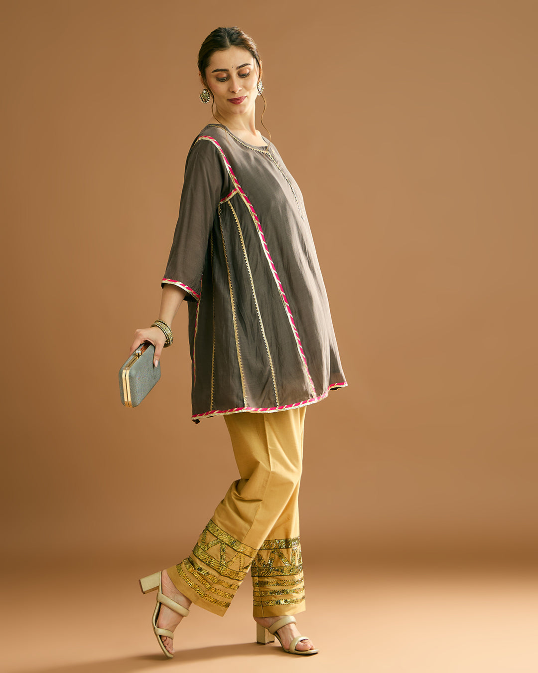 Aarna Silk voile Kurti - Clay