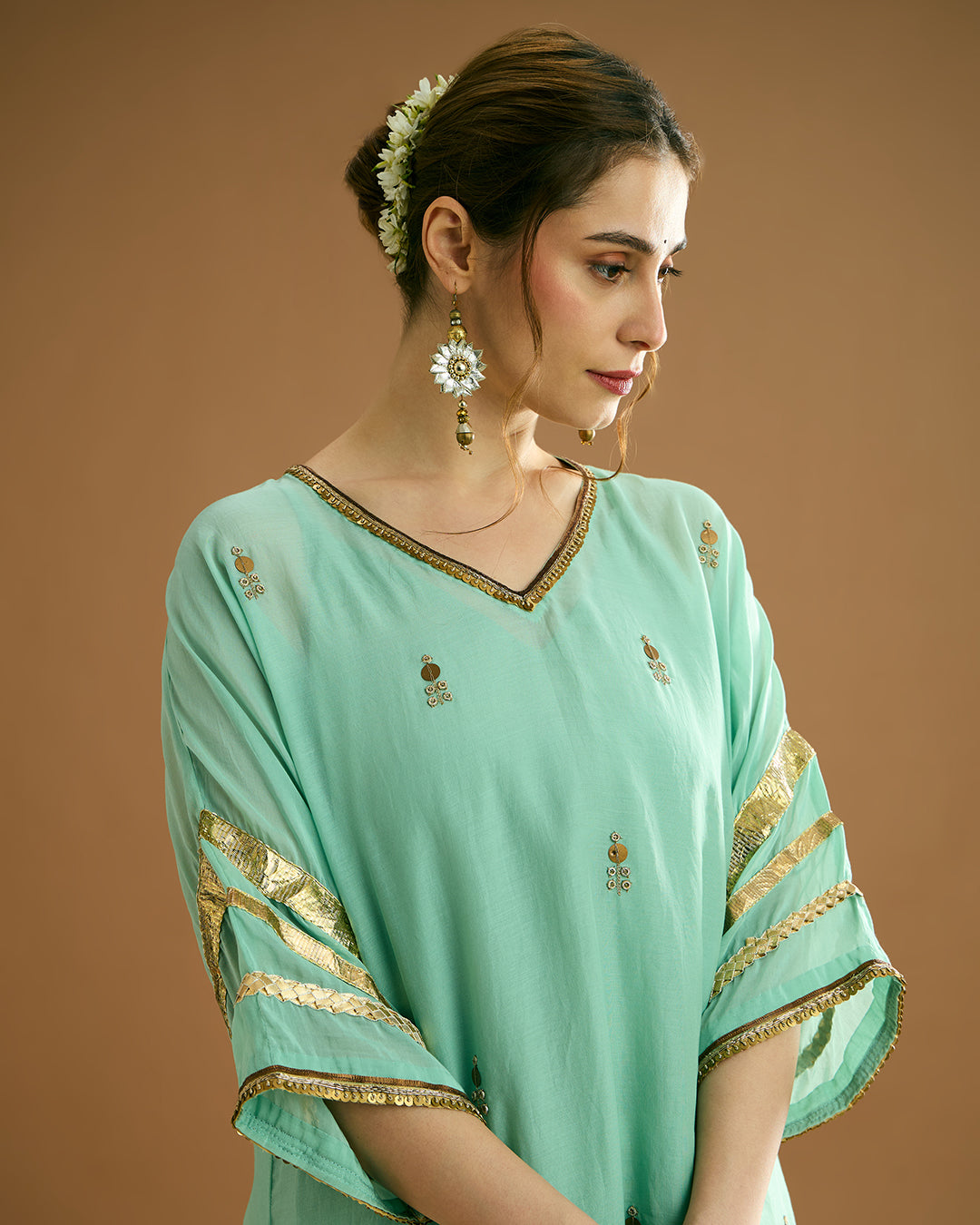 Rumi Silk voile long Kurti - Soft Pista Green