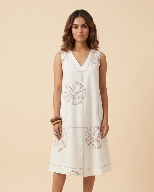 Hibiscus Dress - Off White