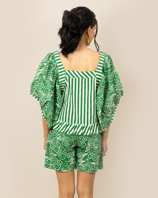 Kumano Co-ord Set with Shorts - Green