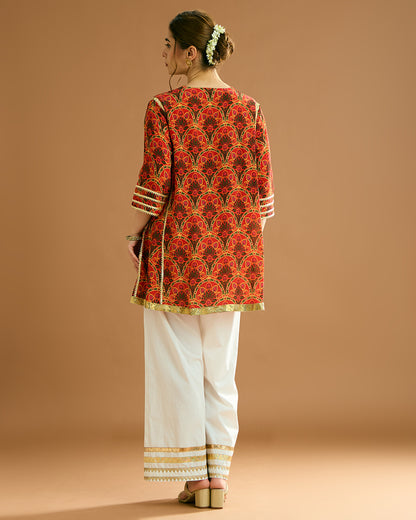 Naaz silk crepe Kurti - Jamavar Print
