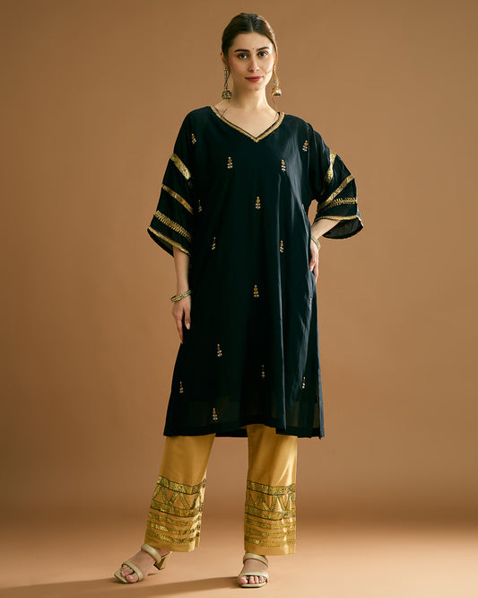 Aarna Silk voile Kurti - Midnight Black