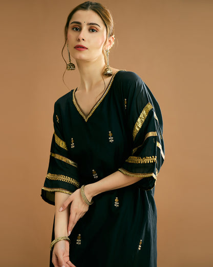 Aarna Silk voile Kurti - Midnight Black