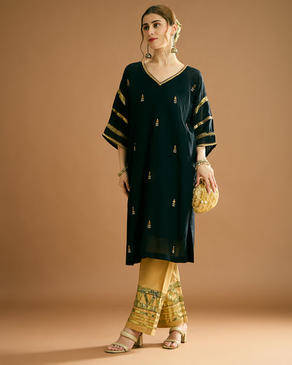 Aarna Silk voile Kurti - Midnight Black