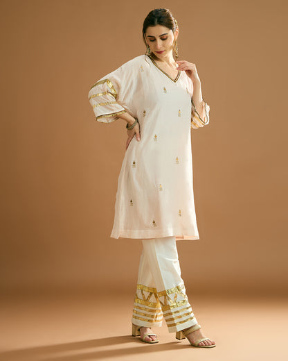 Rumi Silk voile long Kurti - Nude Peach