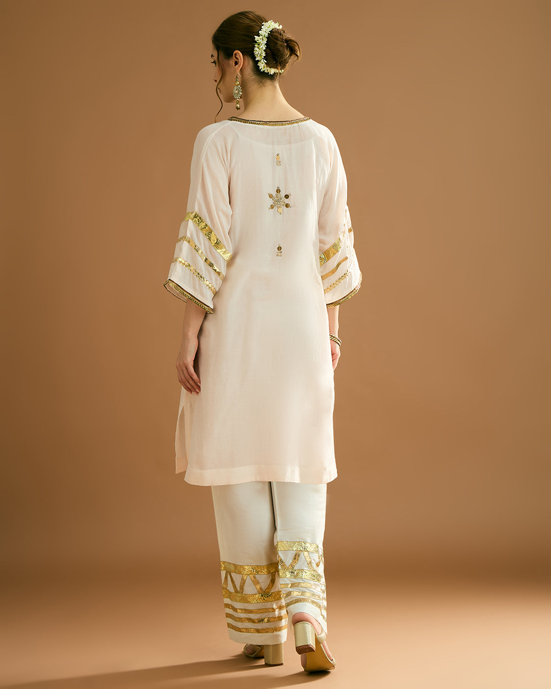 Rumi Silk voile long Kurti - Nude Peach