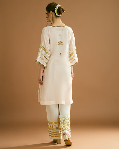 Rumi Silk voile long Kurti - Nude Peach