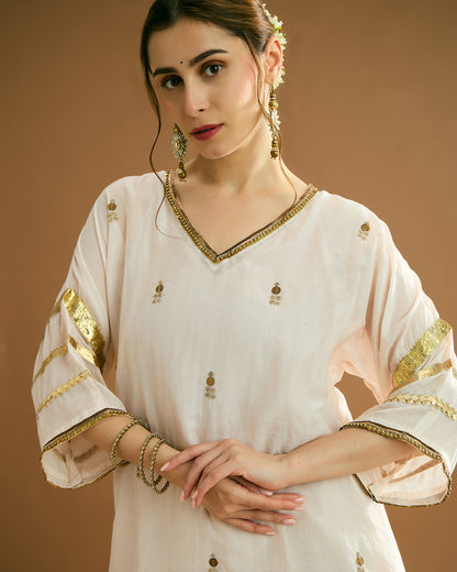 Rumi Silk voile long Kurti - Nude Peach