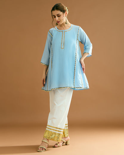 Aarna Silk voile Kurti - Soft Blue