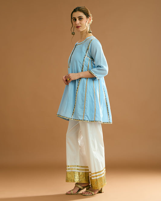 Aarna Silk voile Kurti - Soft Blue