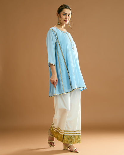 Aarna Silk voile Kurti - Soft Blue
