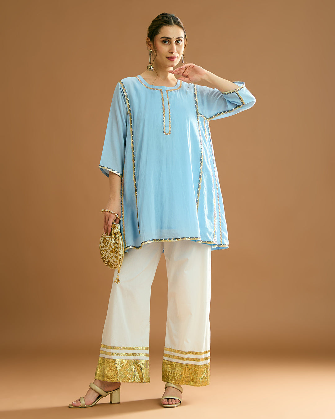 Aarna Silk voile Kurti - Soft Blue