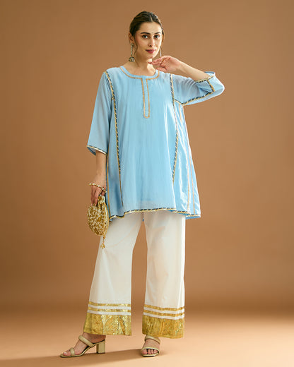 Aarna Silk voile Kurti - Soft Blue