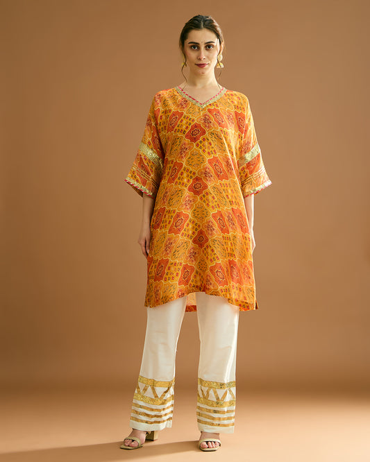 Rumi Silk Chanderi printed Kurta - Begum Print
