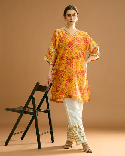 Rumi Silk Chanderi printed Kurta - Begum Print