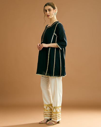 Aarna Silk voile Kurti - Midnight Black