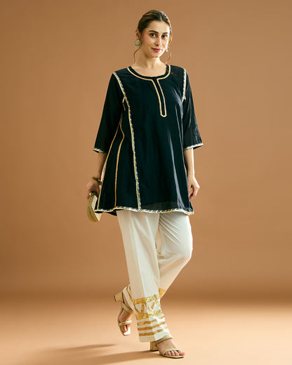 Aarna Silk voile Kurti - Midnight Black