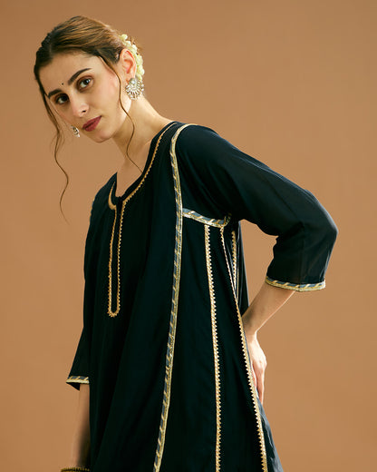 Aarna Silk voile Kurti - Midnight Black