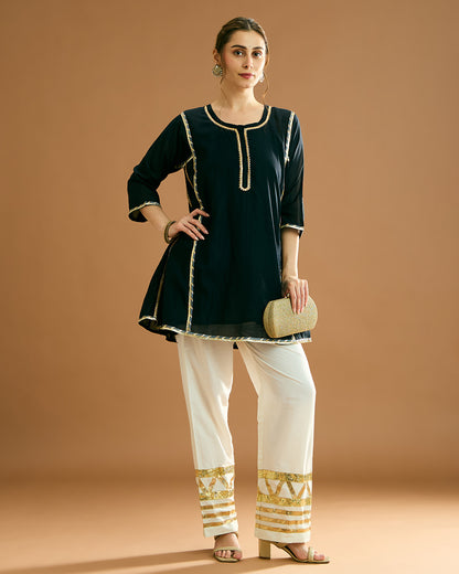 Aarna Silk voile Kurti - Midnight Black