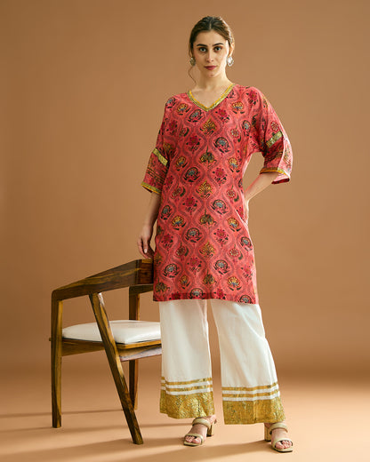 Rumi Silk Chanderi printed Kurta - BAGH print
