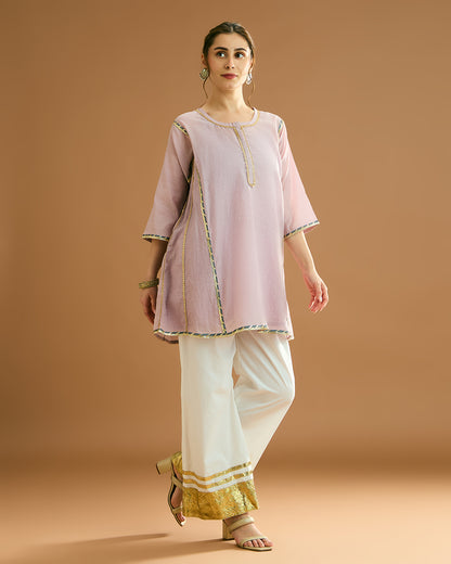 Aarna Silk voile Kurti - Blush Pink