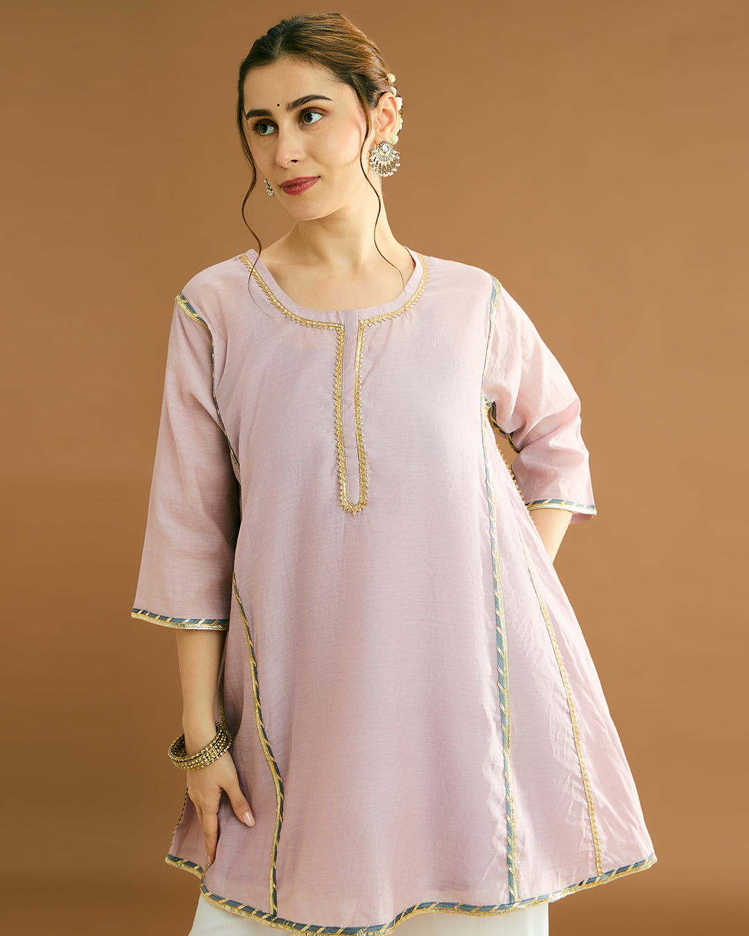 Aarna Silk voile Kurti - Blush Pink