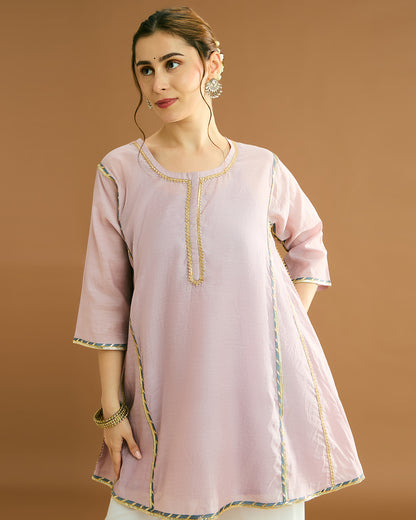 Aarna Silk voile Kurti - Blush Pink