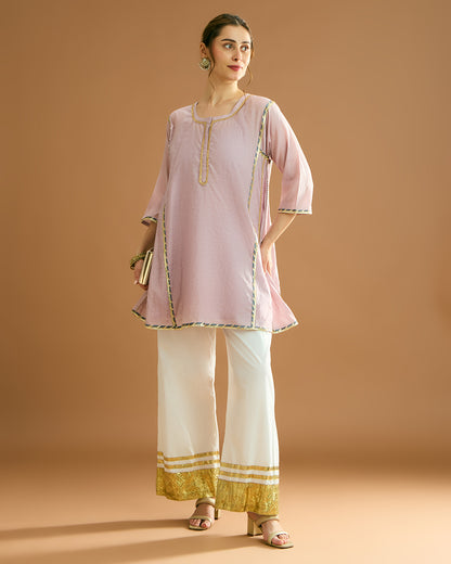 Aarna Silk voile Kurti - Blush Pink