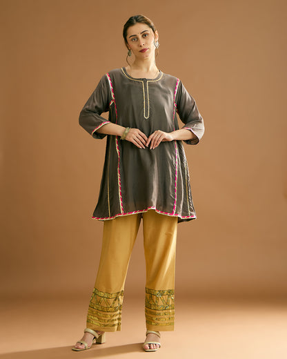 Aarna Silk voile Kurti - Clay