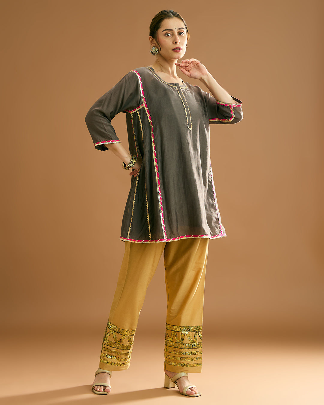 Aarna Silk voile Kurti - Clay