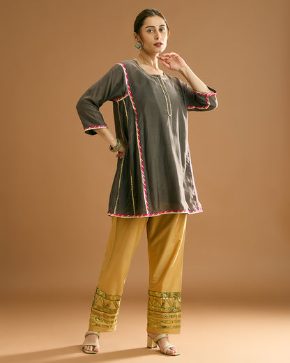 Aarna Silk voile Kurti - Clay