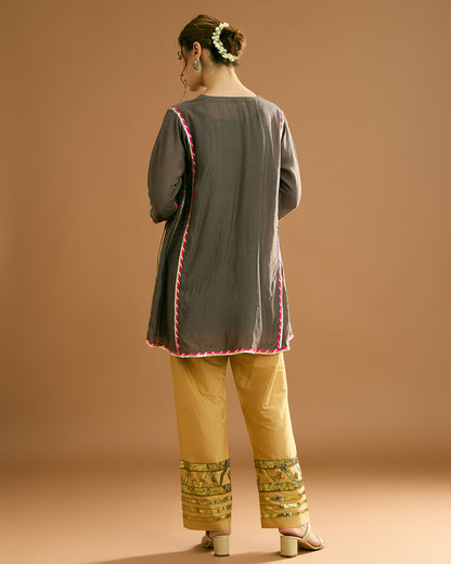 Aarna Silk voile Kurti - Clay