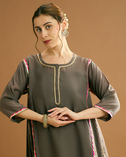 Aarna Silk voile Kurti - Clay