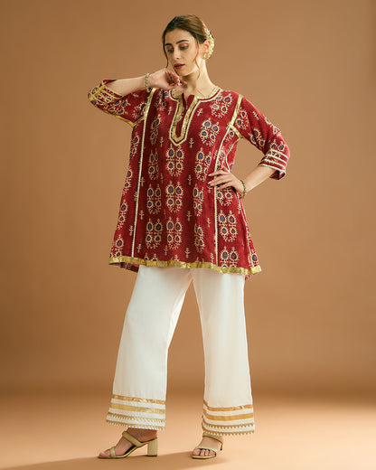 Naaz silk crepe Kurti - Tribal Print