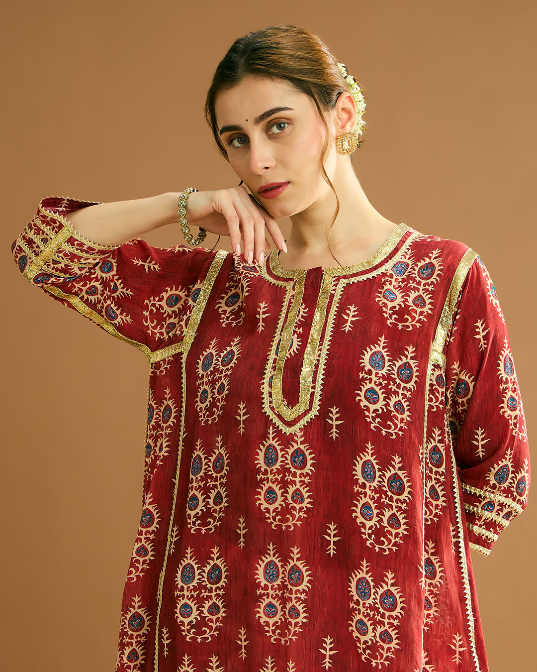 Naaz silk crepe Kurti - Tribal Print