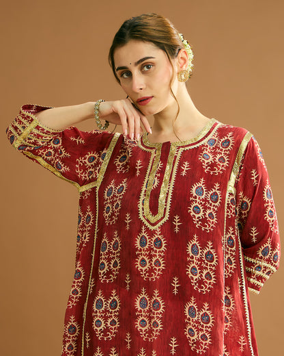 Naaz silk crepe Kurti - Tribal Print