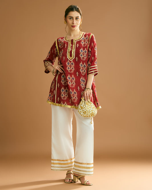 Naaz silk crepe Kurti - Tribal Print