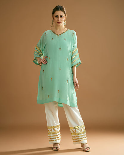 Rumi Silk voile long Kurti - Soft Pista Green