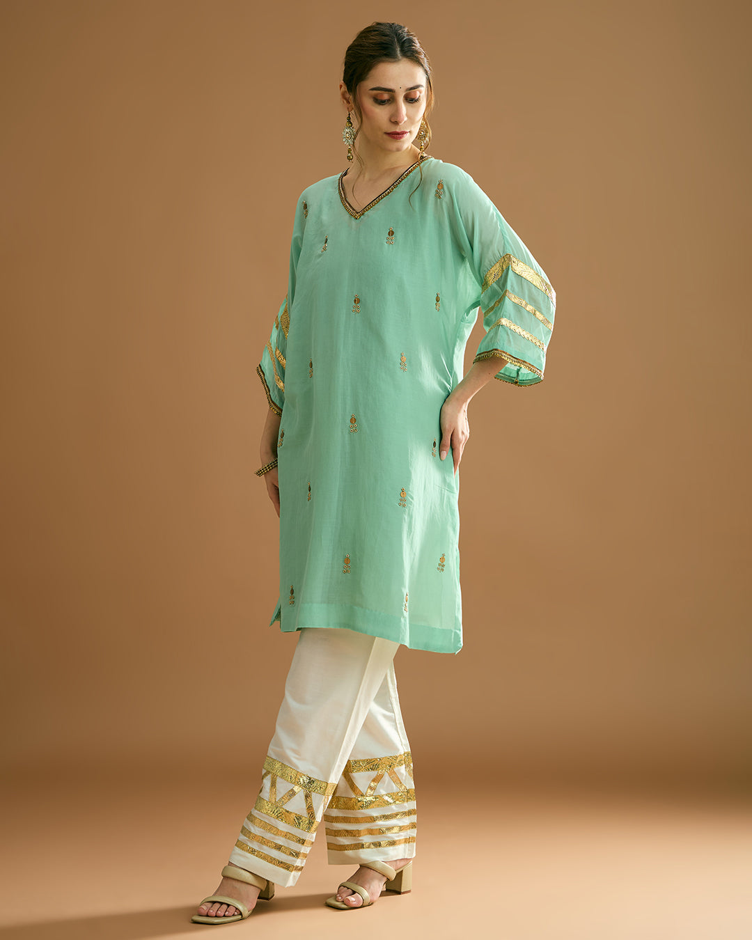 Rumi Silk voile long Kurti - Soft Pista Green