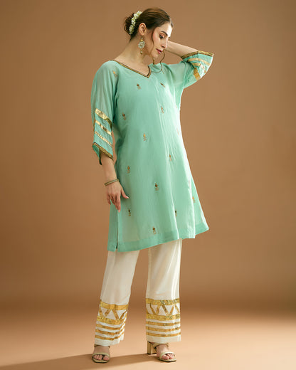 Rumi Silk voile long Kurti - Soft Pista Green