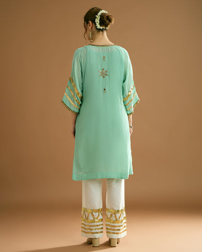Rumi Silk voile long Kurti - Soft Pista Green