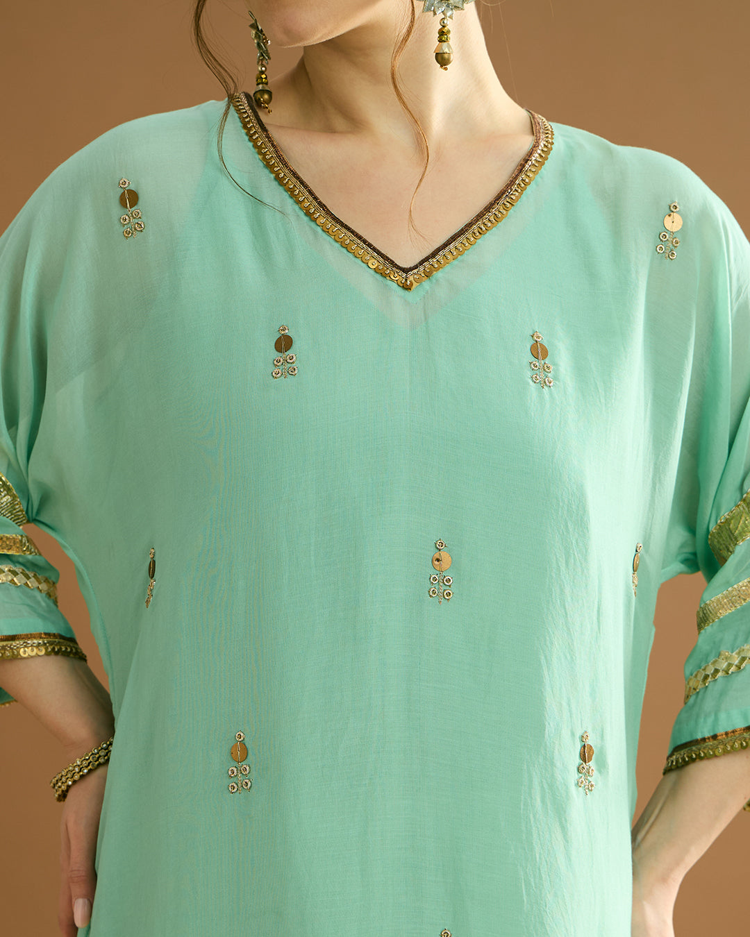 Rumi Silk voile long Kurti - Soft Pista Green
