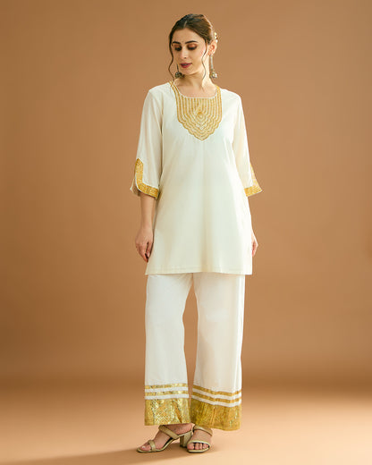 Suraiya organic malmal Kurta - Soft Ivory Tusk