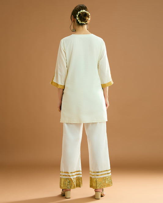 Suraiya organic malmal Kurta - Soft Ivory Tusk