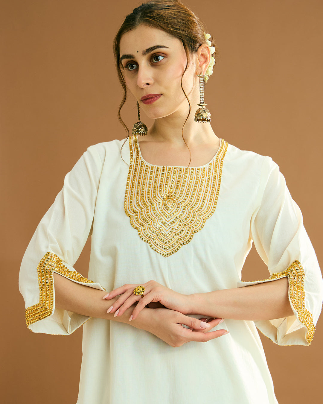 Suraiya organic malmal Kurta - Soft Ivory Tusk