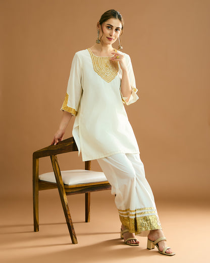 Suraiya organic malmal Kurta - Soft Ivory Tusk