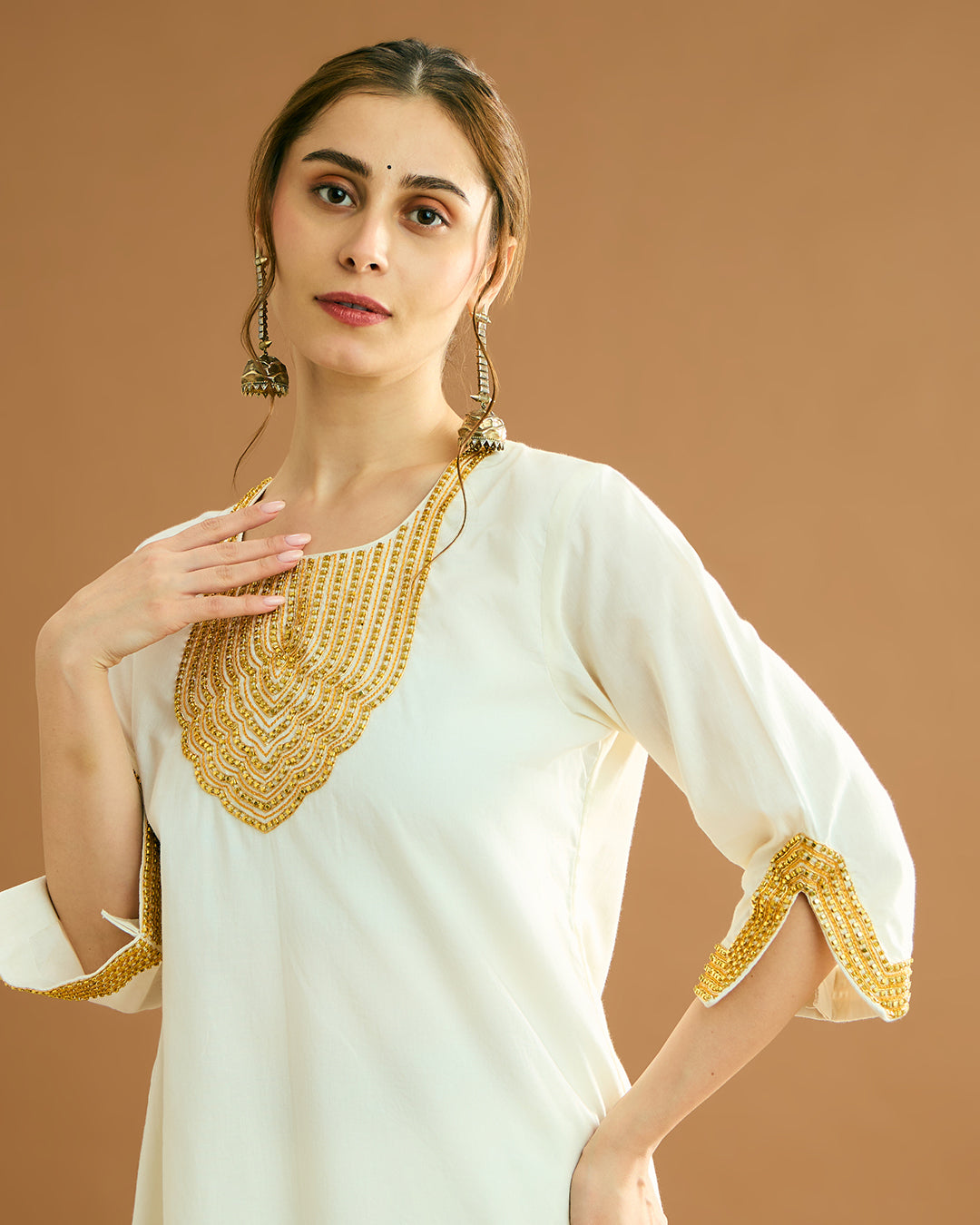 Suraiya organic malmal Kurta - Soft Ivory Tusk