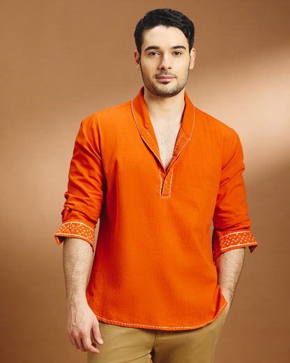 Raunaq Festive Shirt - Burnt Orange