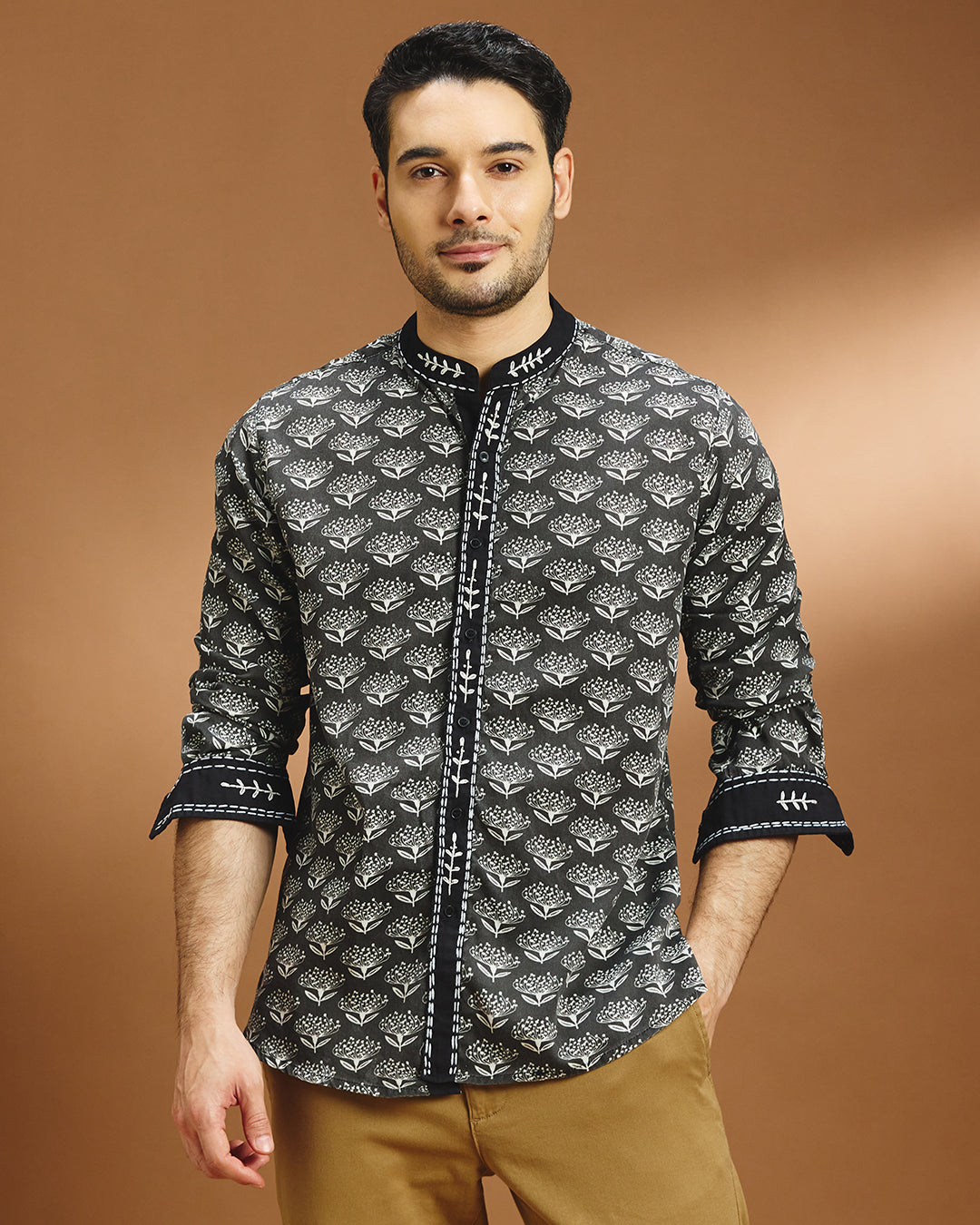 Roshni Botanical Shirt - Black