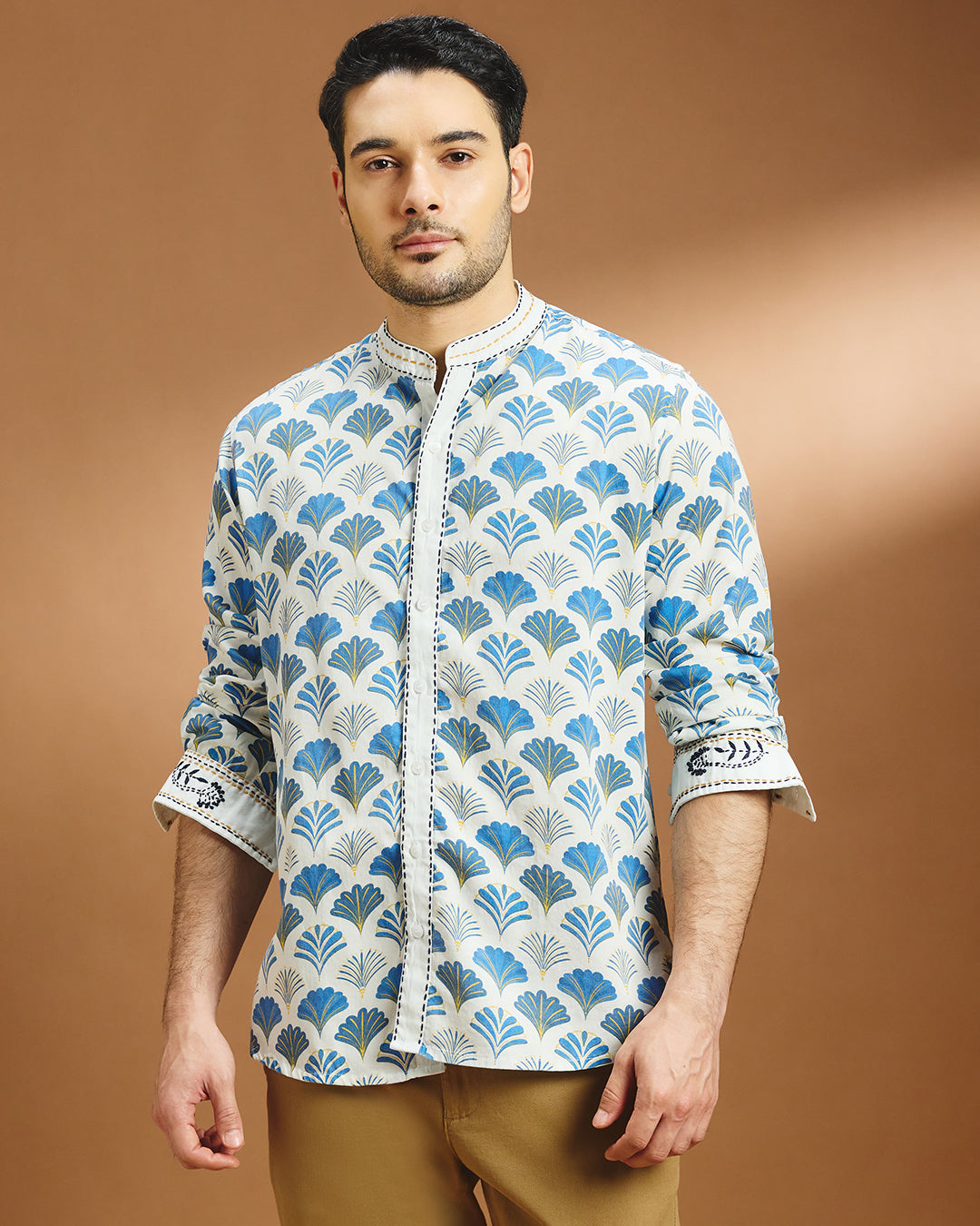 Art Deco cotton printed shirt - Ivory